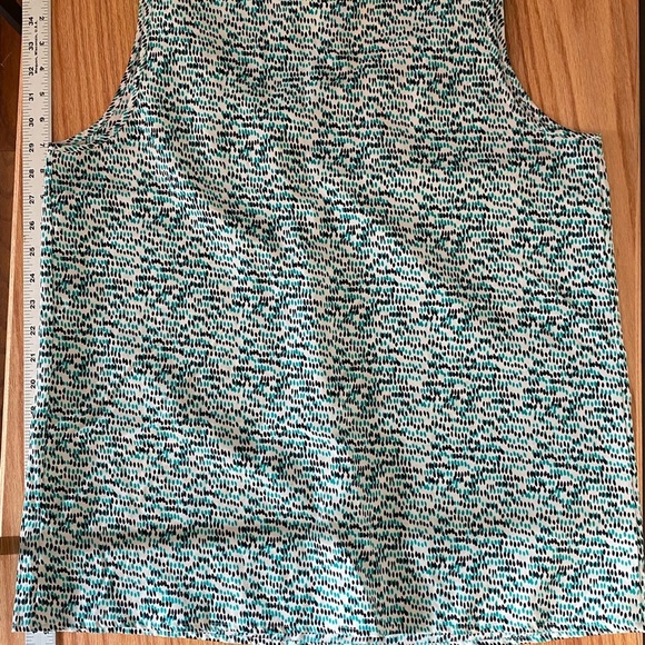 LOFT Sleeveless Black White Teal Pattern Top - Picture 8 of 9